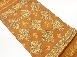 更紗に菱・横縞模様織出し袋帯